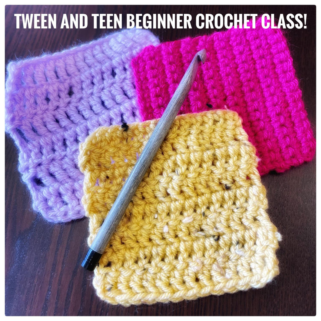 Kids Beginners Crochet ages 9-17 with Elena Mioli-Carter Friday, June 28th from 11:30-1:30